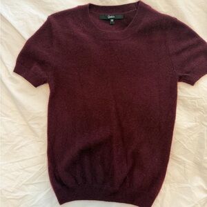 Quince - Mongolian Cashmere Short Sleeve Tee, Burgundy